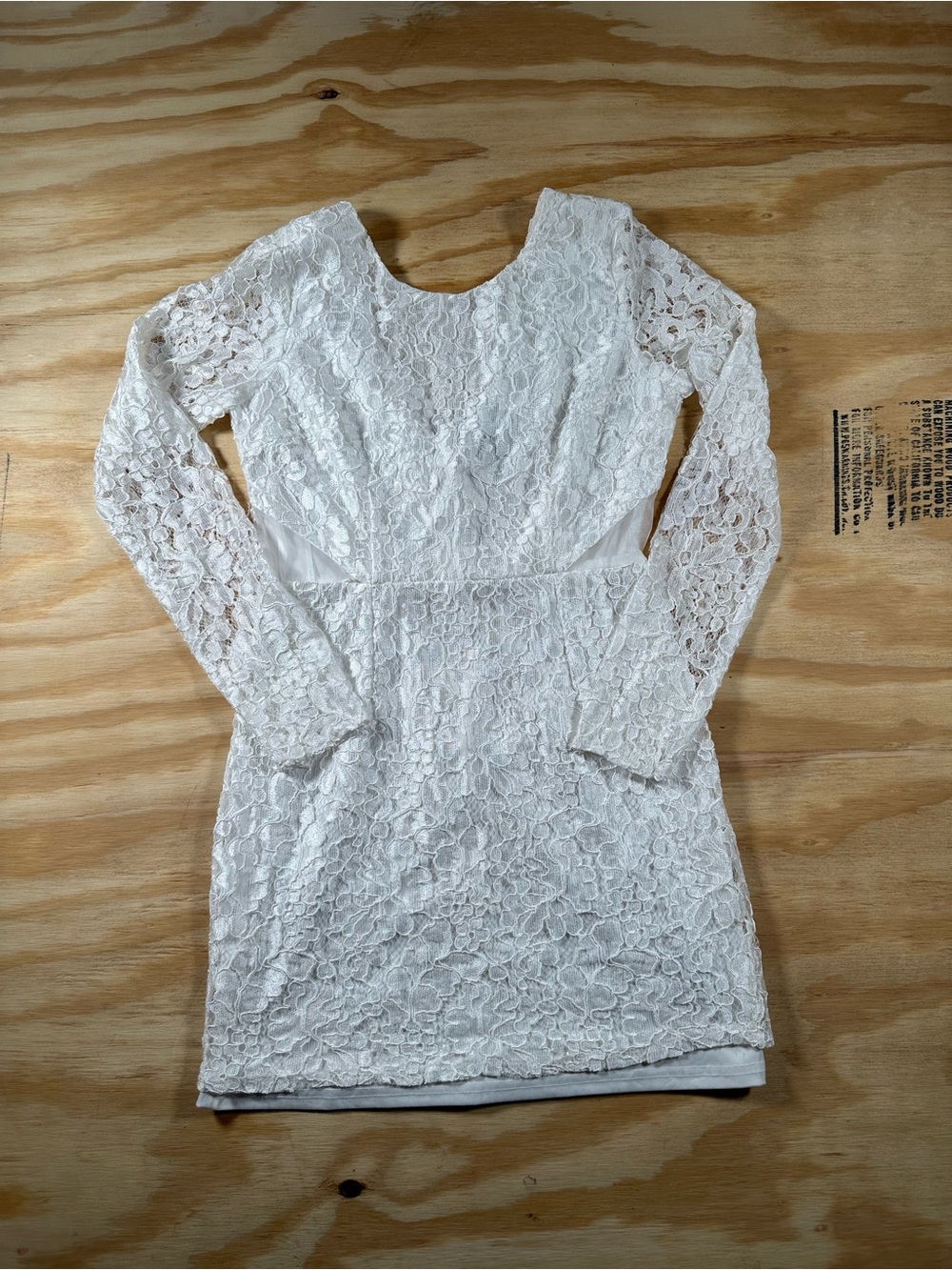 Lulus White Floral Lace Long Sleeve Mini Dress Medium Bridal Engagement Cocktail